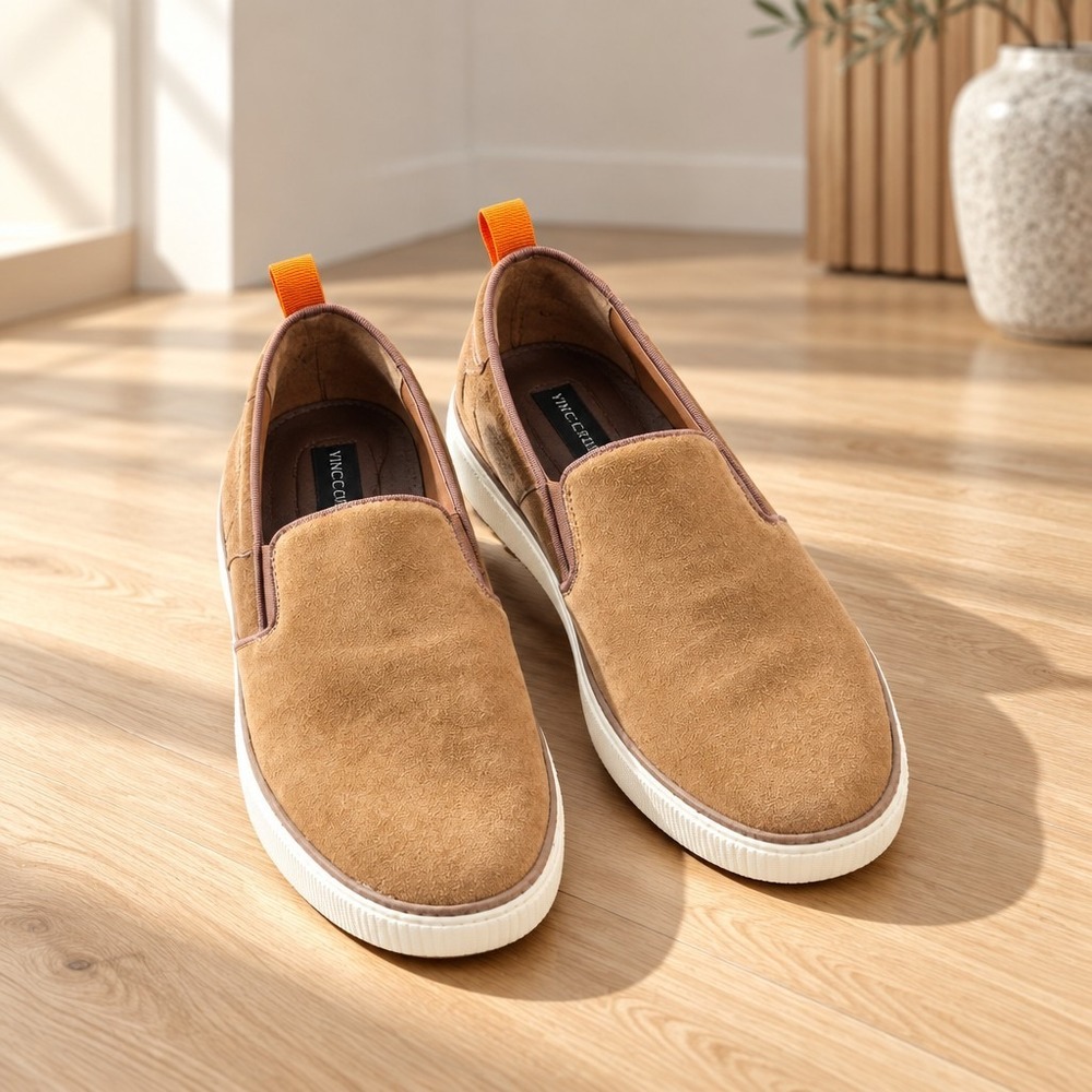 Vince Camuto Men's Brown Suede Slip-On Casual Shoes US 10 M Round Toe